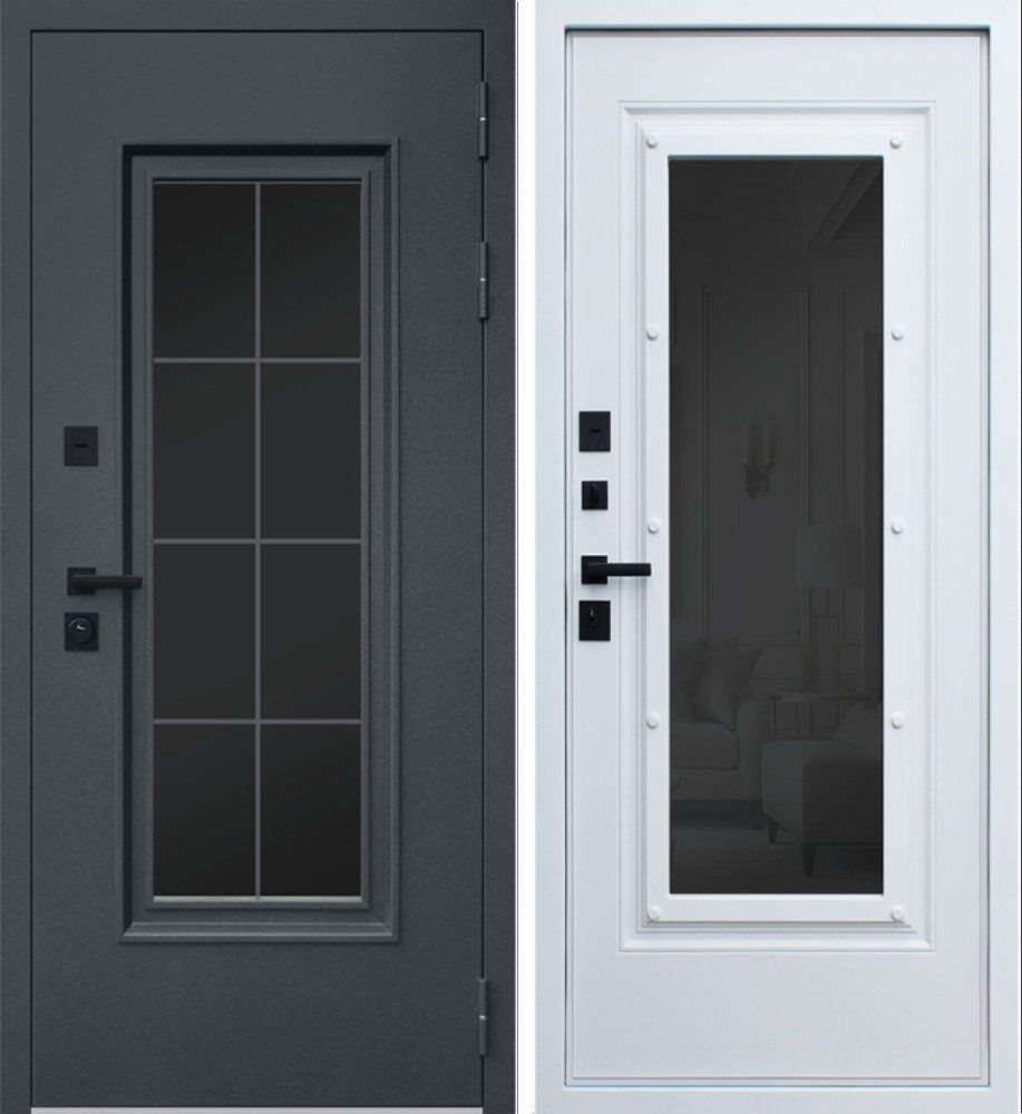 Дверь Titanium с Окном и Английской Решеткой Терморазрыв 3К DIS007260