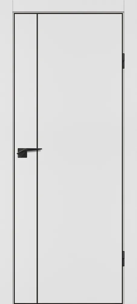 Межкомнатная дверь П-21 кромка АБС черная c 4-х ст. Белый матовый