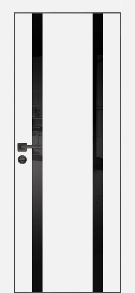 Межкомнатная дверь ПХ-9  черная кромка с 4-х ст. Белый матовый