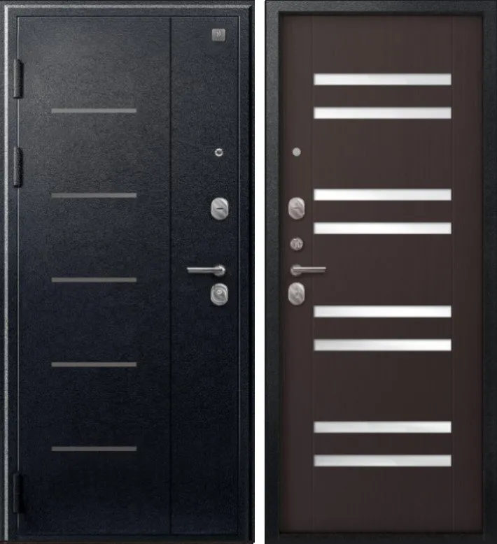 Дверь V-07 Черный муар - Темная лиственница DIS007349